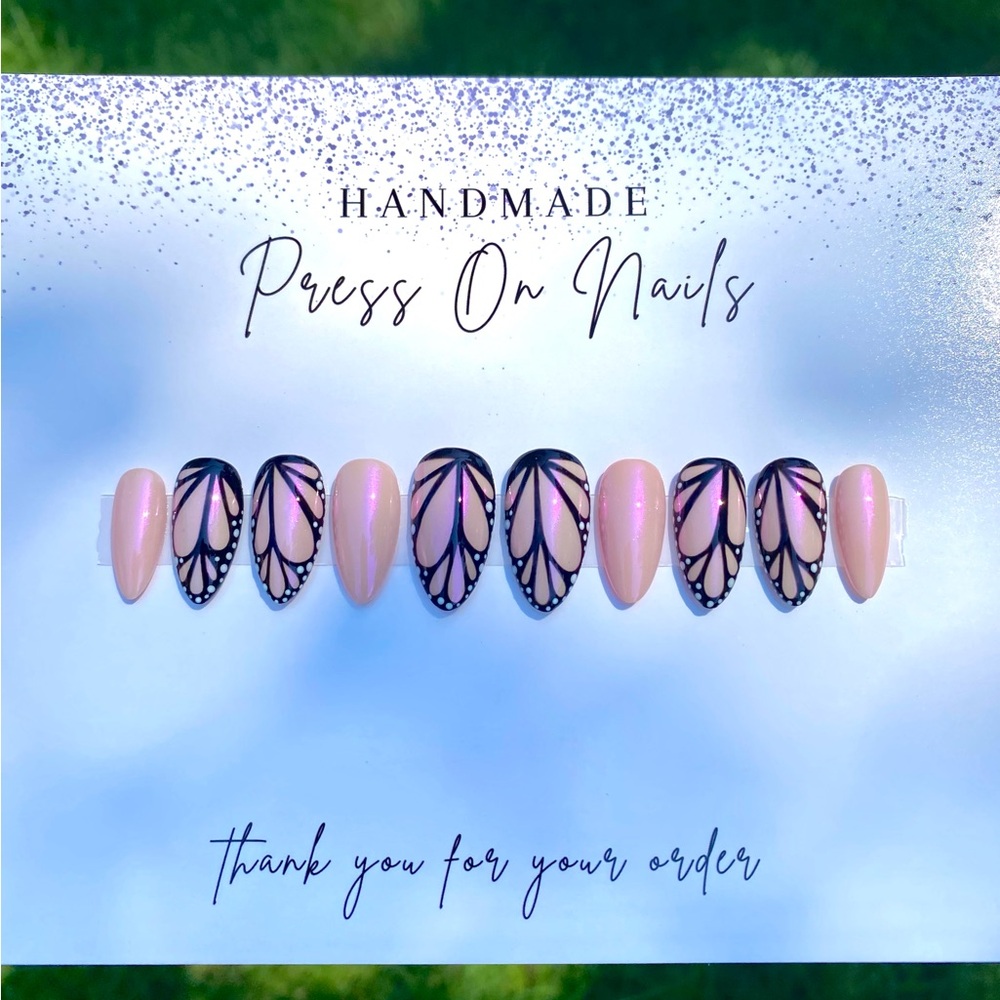 Handmade Butterfly Press On Nails